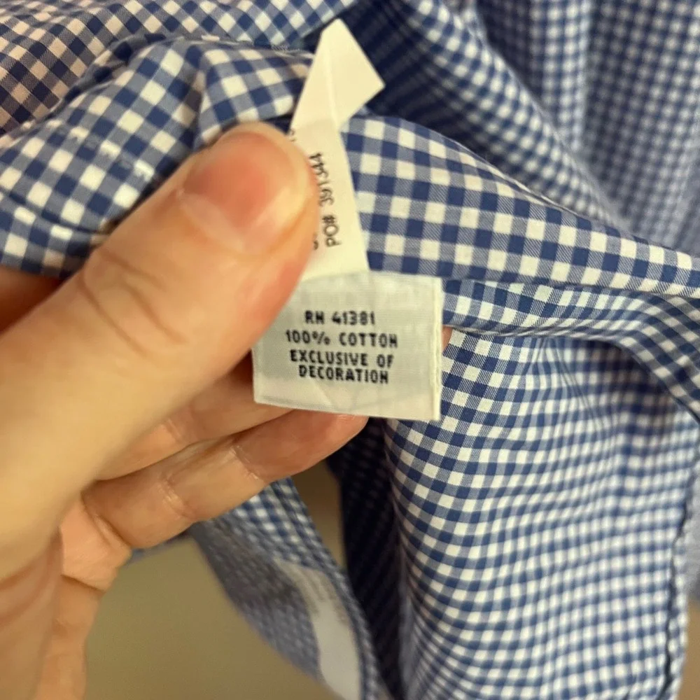 Polo Ralph Lauren Mens XLT Tall Blue Gingham Button Down Shirt Classic Fit